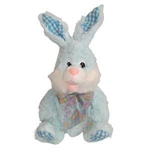 2006 Kids of America Blue Easter Rabbit Bunny Gingham Plush Stuffed Animal 13"